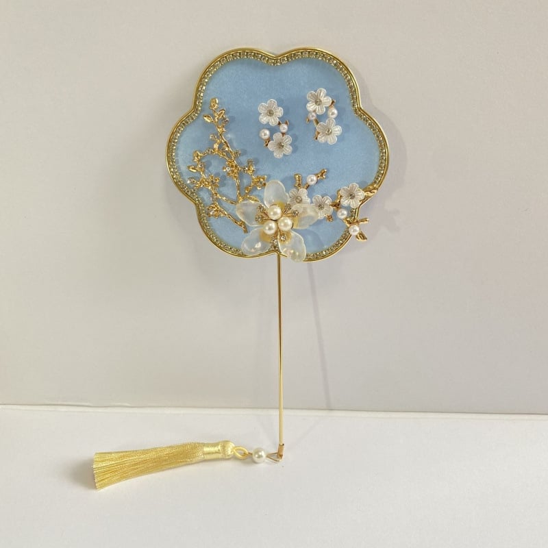 Rankinis ventiliatorius – apvalios formos, Kinijos stilius, metalinis korpusas, intarpų dailė, verslo dovana