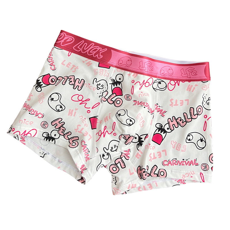 Boxeri bumbac pentru bărbați, model graffiti, respirabili și antibacterieni, design de ridicare a șoldurilor, căptușeală în zona inghinală cu bacterii lactice