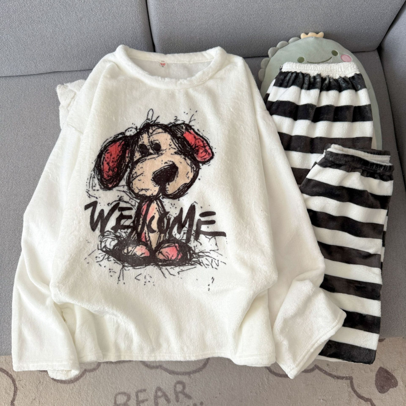 Guļammaises komplekts ar kapuci, animācijas stila, korāla fliessaudums, bieza, apaļš kakls, garas piedurknes