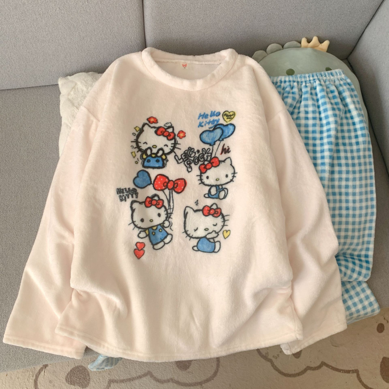 Guļammaises komplekts ar kapuci, animācijas stila, korāla fliessaudums, bieza, apaļš kakls, garas piedurknes