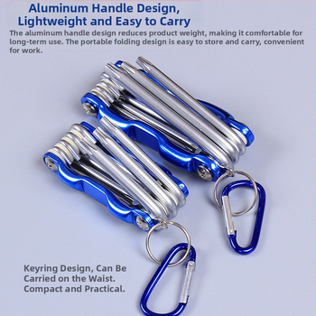 Skladaný set šesťhranových kľúčov — chróm-vanádiová oceľ, hmotnosť 300, hlava so šesťhraným otvorom