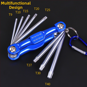 Skladaný set šesťhranových kľúčov — chróm-vanádiová oceľ, hmotnosť 300, hlava so šesťhraným otvorom