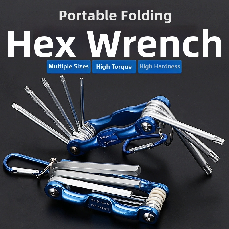 Skladaný set šesťhranových kľúčov — chróm-vanádiová oceľ, hmotnosť 300, hlava so šesťhraným otvorom