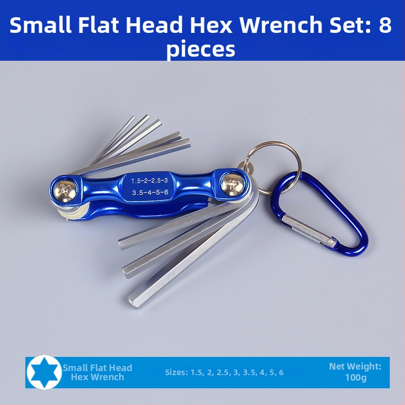 Skladaný set šesťhranových kľúčov — chróm-vanádiová oceľ, hmotnosť 300, hlava so šesťhraným otvorom