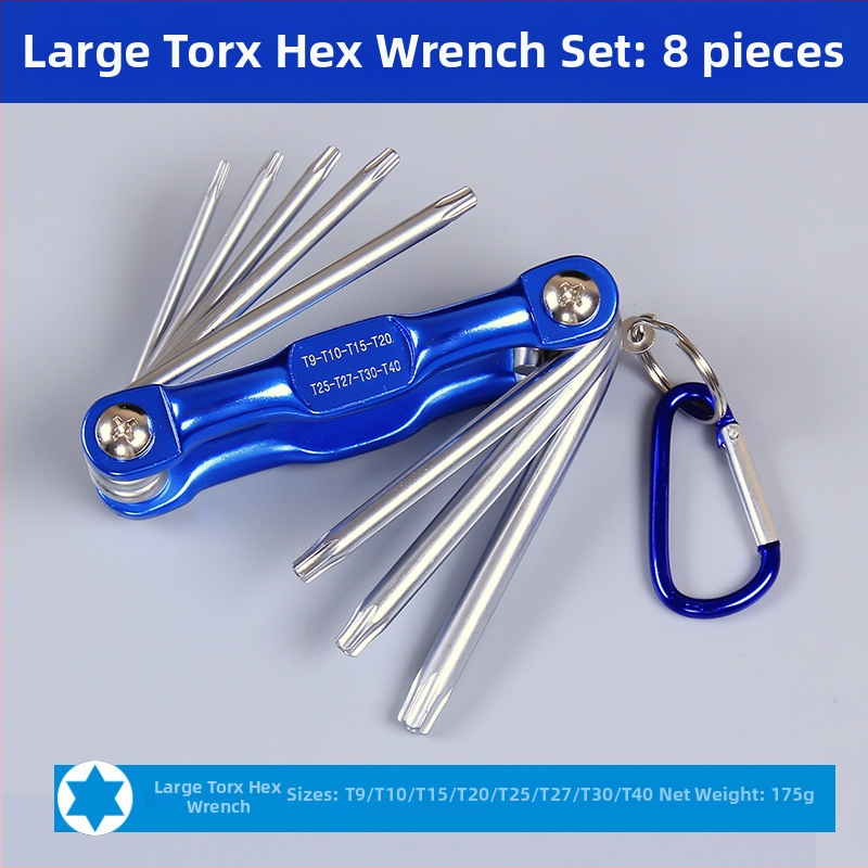 Skladaný set šesťhranových kľúčov — chróm-vanádiová oceľ, hmotnosť 300, hlava so šesťhraným otvorom