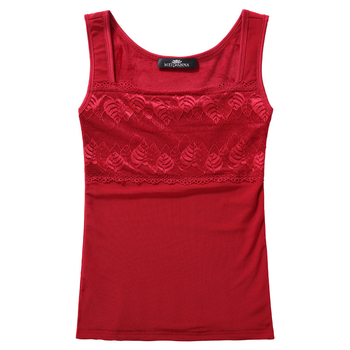 Sieviešu camisole rudens-ziemai, šaura siluete, elastīgs audums, izšuvumi, caurspīdīgas detaļas; galvenais materiāls: Modal, galvenā sastāva 95% kokvilna; zems kakla laukums; piemērots visiem gadalaikiem