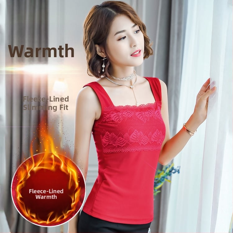 Sieviešu camisole rudens-ziemai, šaura siluete, elastīgs audums, izšuvumi, caurspīdīgas detaļas; galvenais materiāls: Modal, galvenā sastāva 95% kokvilna; zems kakla laukums; piemērots visiem gadalaikiem