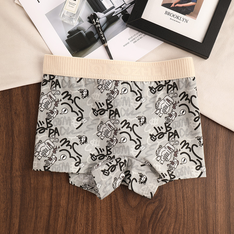 Női boxer alsó pamutból, lélegző, antibakteriális; mintás állat- és anime motívumokkal; középmagas derék