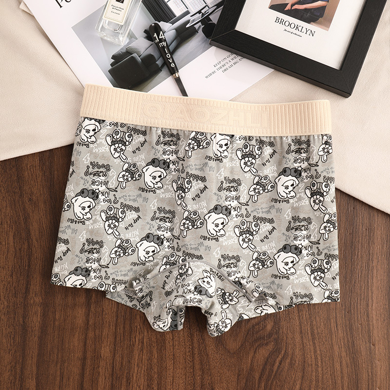 Női boxer alsó pamutból, lélegző, antibakteriális; mintás állat- és anime motívumokkal; középmagas derék