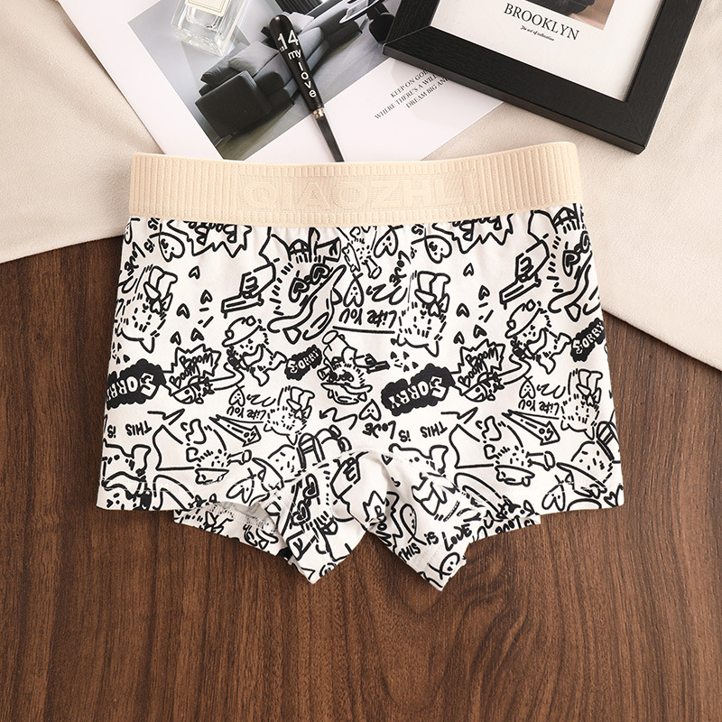 Női boxer alsó pamutból, lélegző, antibakteriális; mintás állat- és anime motívumokkal; középmagas derék