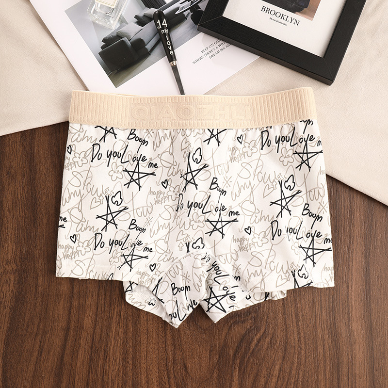 Női boxer alsó pamutból, lélegző, antibakteriális; mintás állat- és anime motívumokkal; középmagas derék