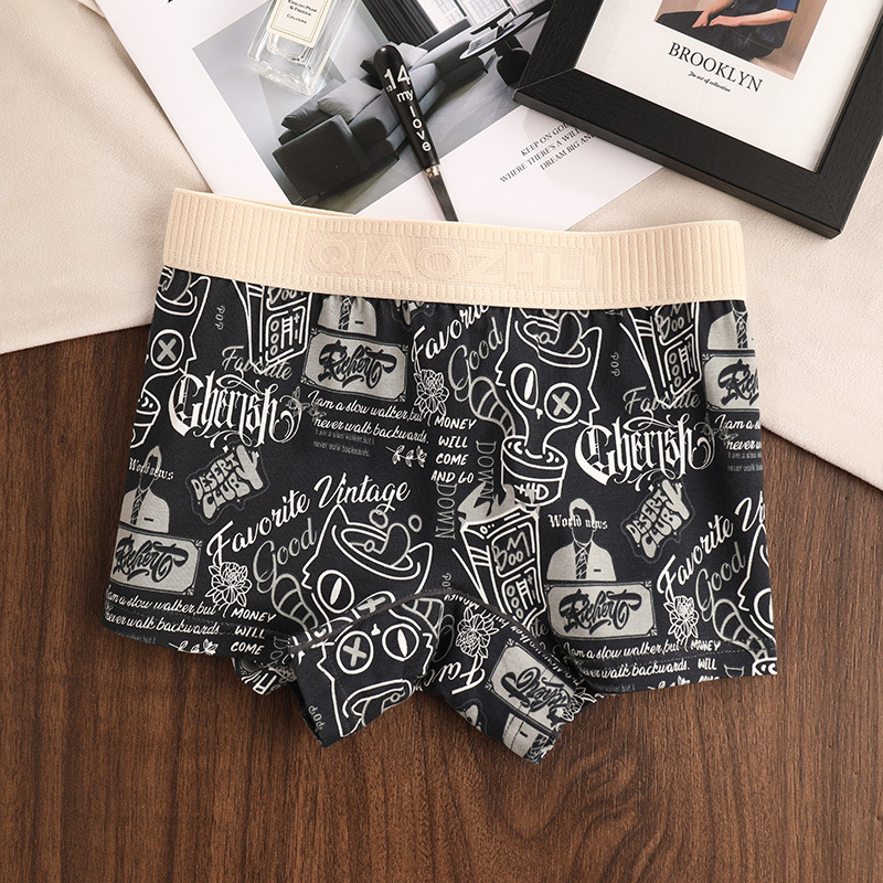 Női boxer alsó pamutból, lélegző, antibakteriális; mintás állat- és anime motívumokkal; középmagas derék