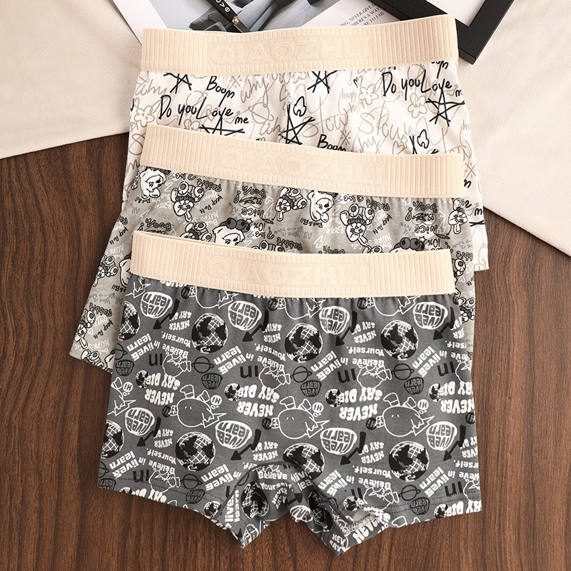 Női boxer alsó pamutból, lélegző, antibakteriális; mintás állat- és anime motívumokkal; középmagas derék