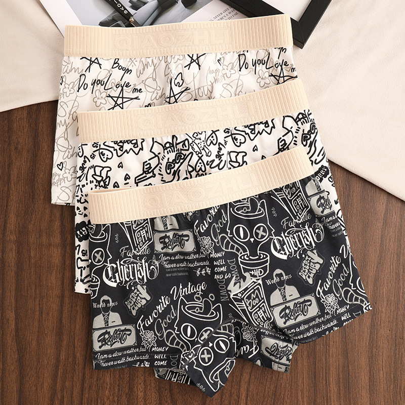 Női boxer alsó pamutból, lélegző, antibakteriális; mintás állat- és anime motívumokkal; középmagas derék