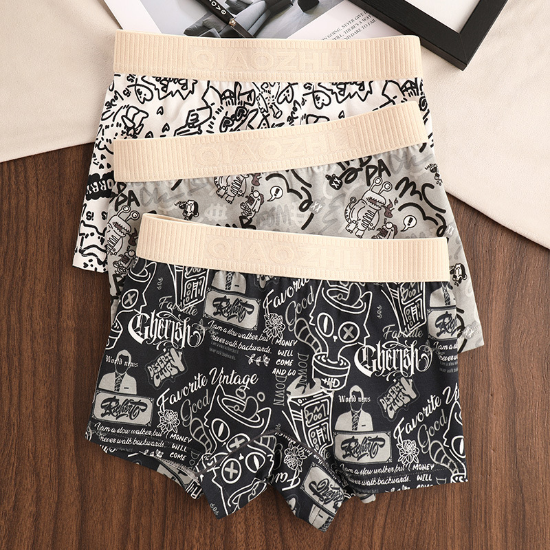 Női boxer alsó pamutból, lélegző, antibakteriális; mintás állat- és anime motívumokkal; középmagas derék