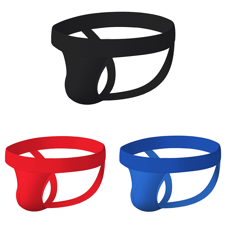 Vyriniai medvilniniai kvėpuojantys tangai su didele U kišene, vidutinio juosmens, megztas audinys