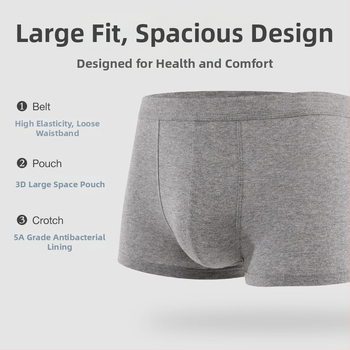 Vyrų medvilniniai bokseriai, kvėpuojantys, megzti, vidutinio liemens, vienos spalvos