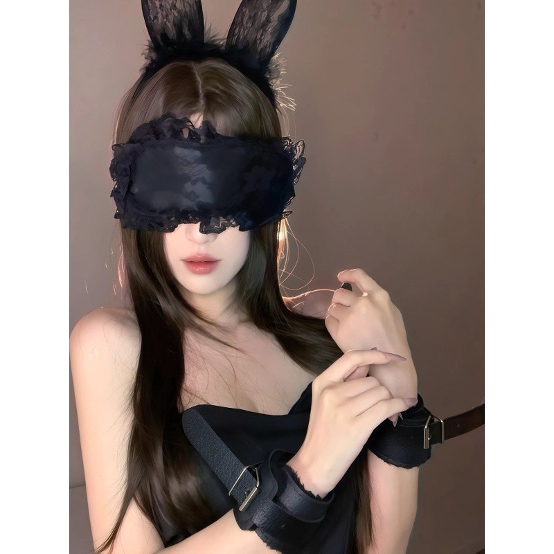 Дантелена маска за очи, непрозрачни белезници, удебелен комплект гривни за двойка – реквизит