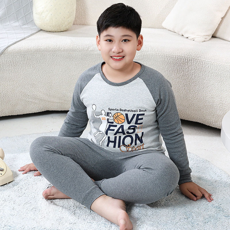 Детски пижамен комплект от 100% памук, карикатурен принт, корейски стил, унисекс, есен-зима.