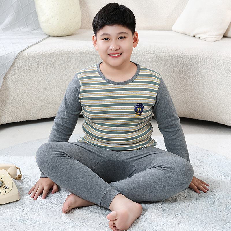 Детски пижамен комплект от 100% памук, карикатурен принт, корейски стил, унисекс, есен-зима.