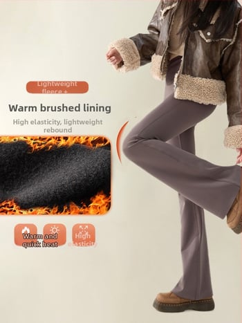 Sieviešu bikses ar polārai odere, ar nedaudz izstieptu siluetu, neilona–spandex maisījums (70-80% neilona, <30% spandex), bieza un silta, 3D raksts