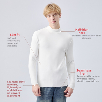 Vyrų pagrindinio sluoksnio marškinėliai su mock-neck, antibakteriniai, termiški, ekstra stora 301–350 g/m², Derong akrilas