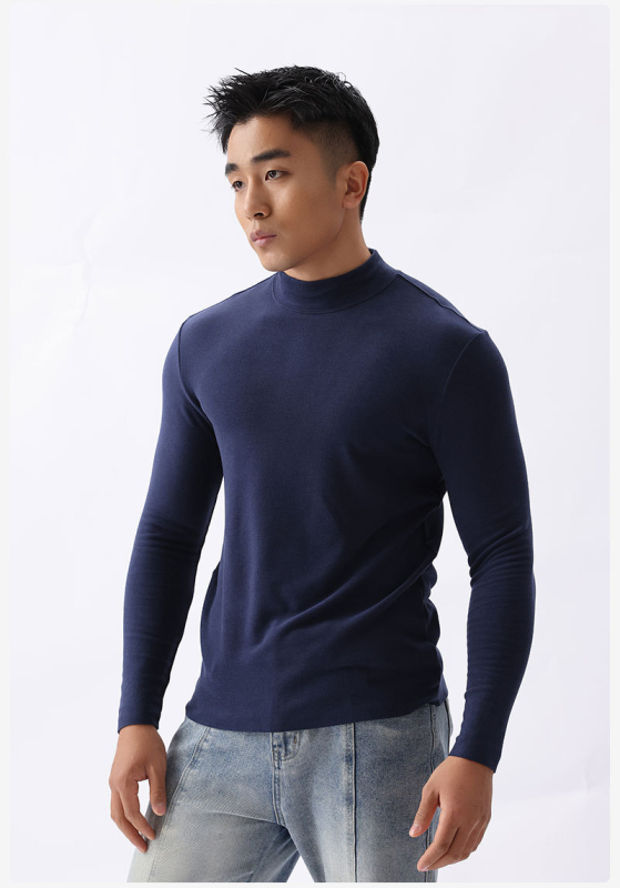 Vyrų pagrindinio sluoksnio marškinėliai su mock-neck, antibakteriniai, termiški, ekstra stora 301–350 g/m², Derong akrilas