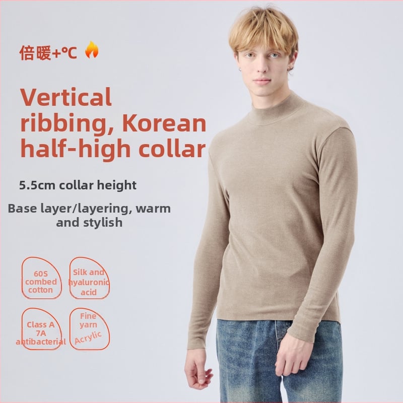 Vyrų pagrindinio sluoksnio marškinėliai su mock-neck, antibakteriniai, termiški, ekstra stora 301–350 g/m², Derong akrilas