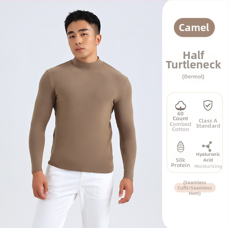 Vyrų pagrindinio sluoksnio marškinėliai su mock-neck, antibakteriniai, termiški, ekstra stora 301–350 g/m², Derong akrilas