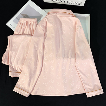 Divdaļīgs pidžamu komplekts ar kardigānu, korejiska stila ar sirds motīvu, brīvs piegriezums, silts, De Velvet akrila materiāls 90–95%, vidēja biezuma 181–200 g/m2