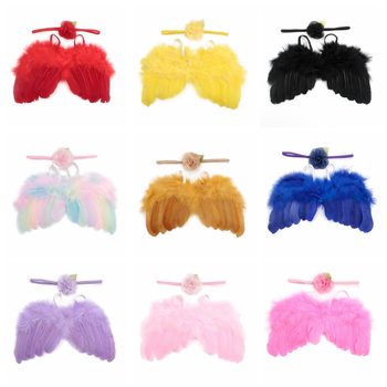 Сет ангелски крила с пера за дете, шифонена материя, листни мотиви и флорални акценти (Есен 2023 • на склад)