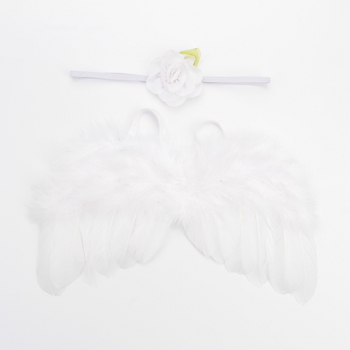 Сет ангелски крила с пера за дете, шифонена материя, листни мотиви и флорални акценти (Есен 2023 • на склад)