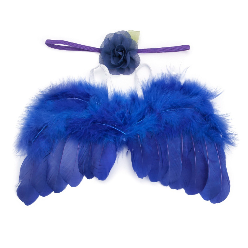 Сет ангелски крила с пера за дете, шифонена материя, листни мотиви и флорални акценти (Есен 2023 • на склад)