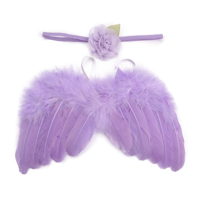 Сет ангелски крила с пера за дете, шифонена материя, листни мотиви и флорални акценти (Есен 2023 • на склад)