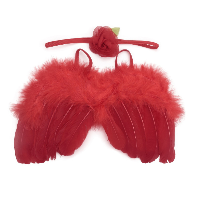 Сет ангелски крила с пера за дете, шифонена материя, листни мотиви и флорални акценти (Есен 2023 • на склад)