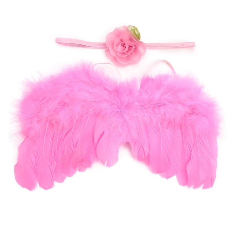 Сет ангелски крила с пера за дете, шифонена материя, листни мотиви и флорални акценти (Есен 2023 • на склад)