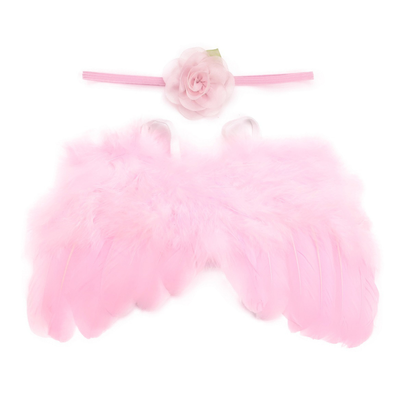 Сет ангелски крила с пера за дете, шифонена материя, листни мотиви и флорални акценти (Есен 2023 • на склад)