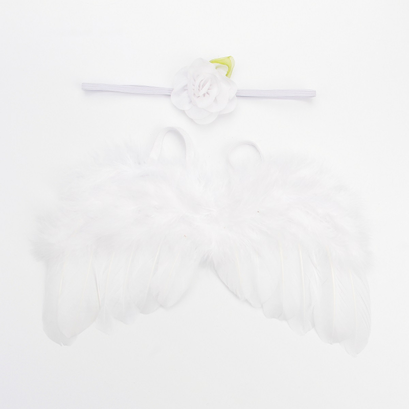 Сет ангелски крила с пера за дете, шифонена материя, листни мотиви и флорални акценти (Есен 2023 • на склад)
