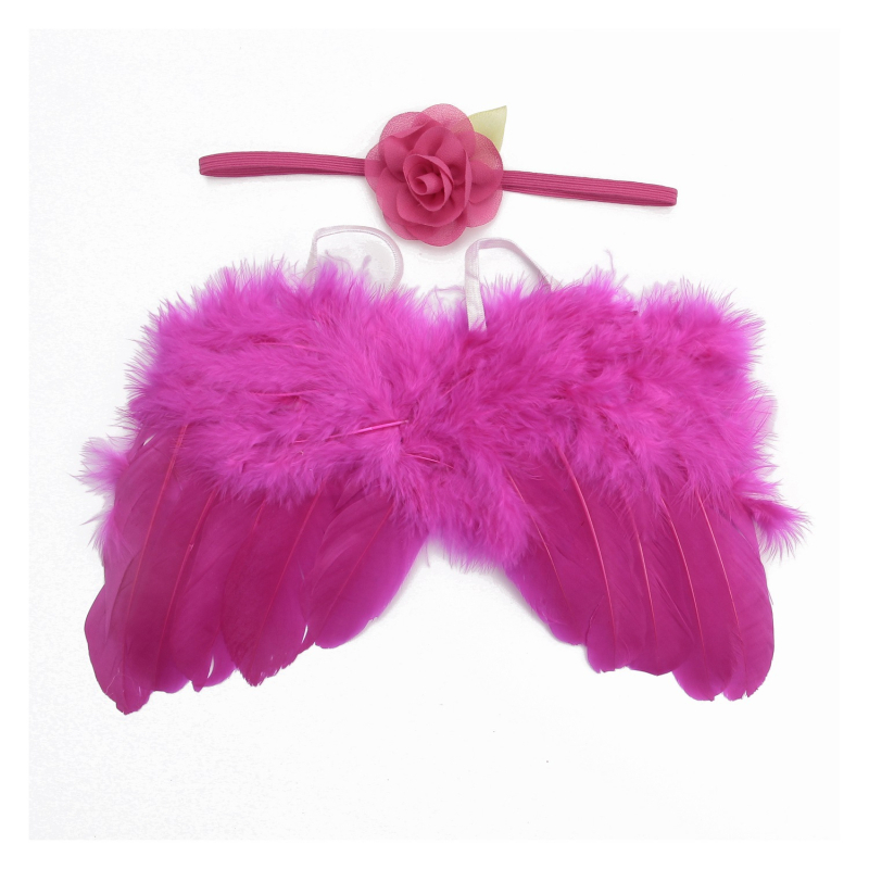 Сет ангелски крила с пера за дете, шифонена материя, листни мотиви и флорални акценти (Есен 2023 • на склад)