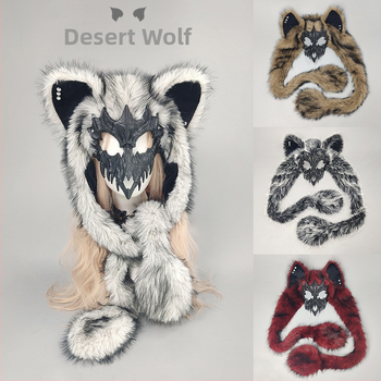 Плюшена маска с ушите на лисица, полупрофил, косплей, маска за Хелоуин
