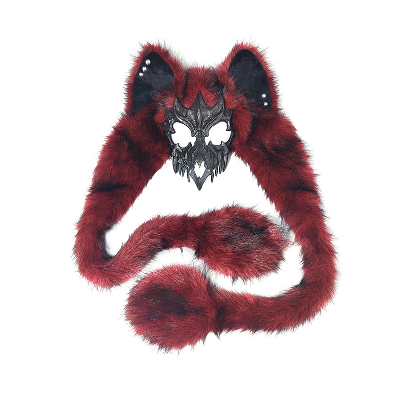 Плюшена маска с ушите на лисица, полупрофил, косплей, маска за Хелоуин