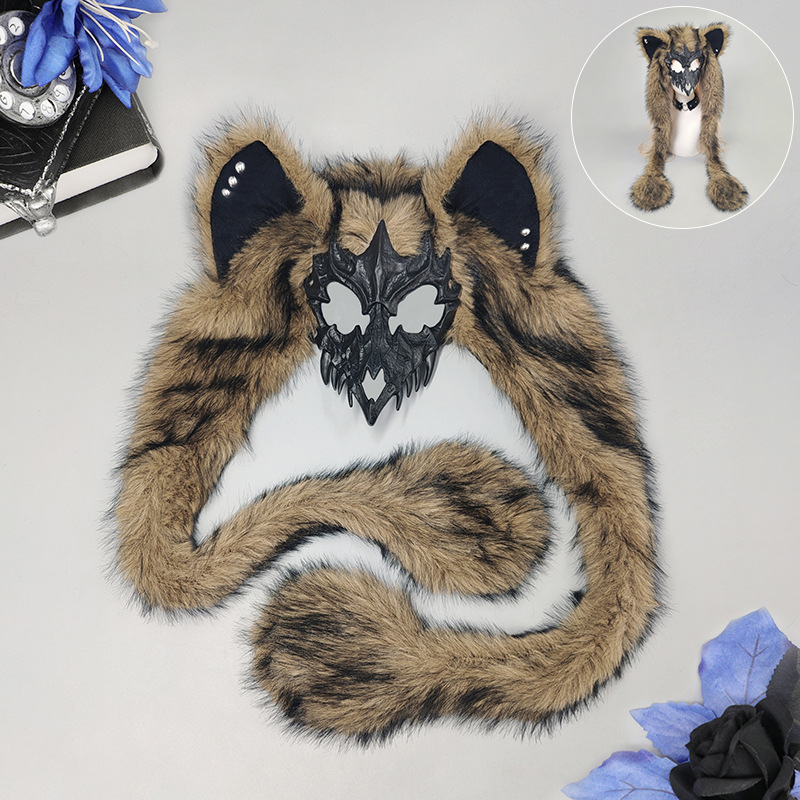 Плюшена маска с ушите на лисица, полупрофил, косплей, маска за Хелоуин