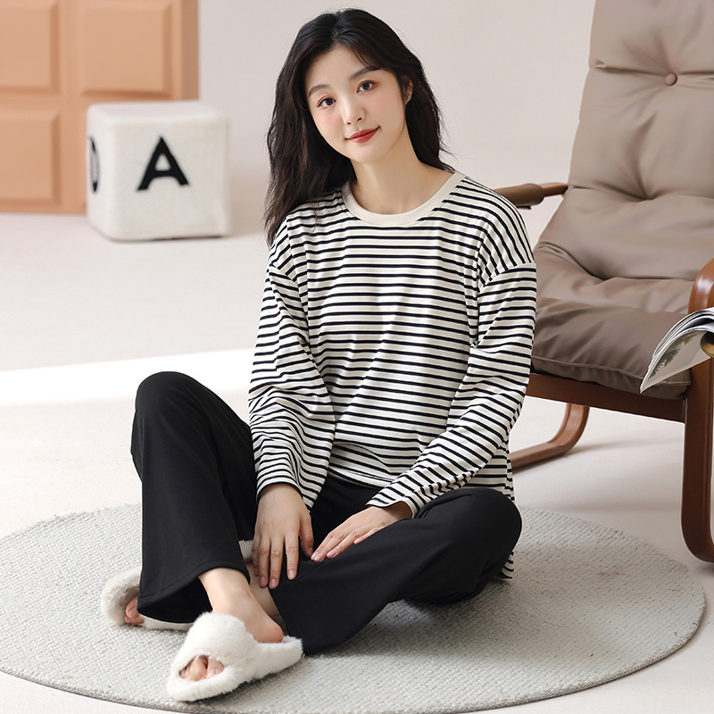 Sieviešu pidžamu komplekts Derong velūras, puloveris ar apaļu kakla izgriezumu, garas piedurknes, bieza 201–250 g/m2