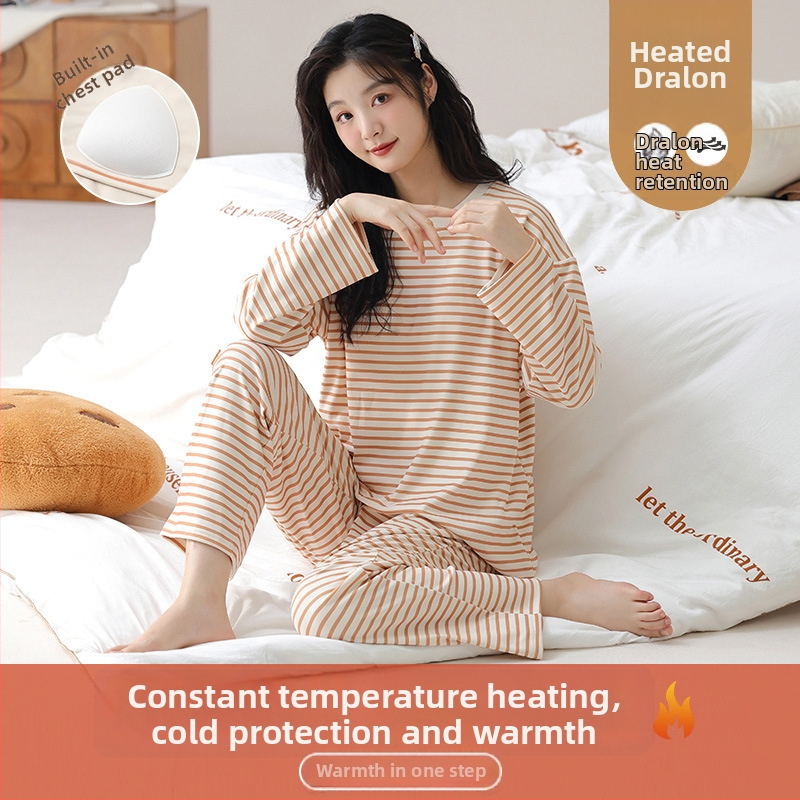 Sieviešu pidžamu komplekts Derong velūras, puloveris ar apaļu kakla izgriezumu, garas piedurknes, bieza 201–250 g/m2