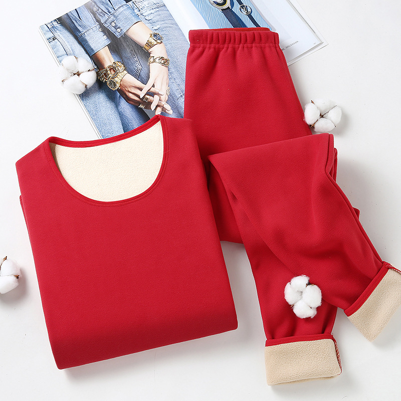 Set termic cu căptușeală de catifea, unisex, dublu strat, foarte gros, top cu guler semiînalt și pantaloni