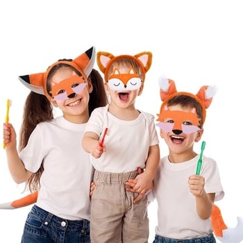 Уши и опашка на лисица за детски костюм, Хелоуин, пролет 2025