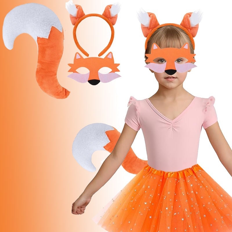 Уши и опашка на лисица за детски костюм, Хелоуин, пролет 2025