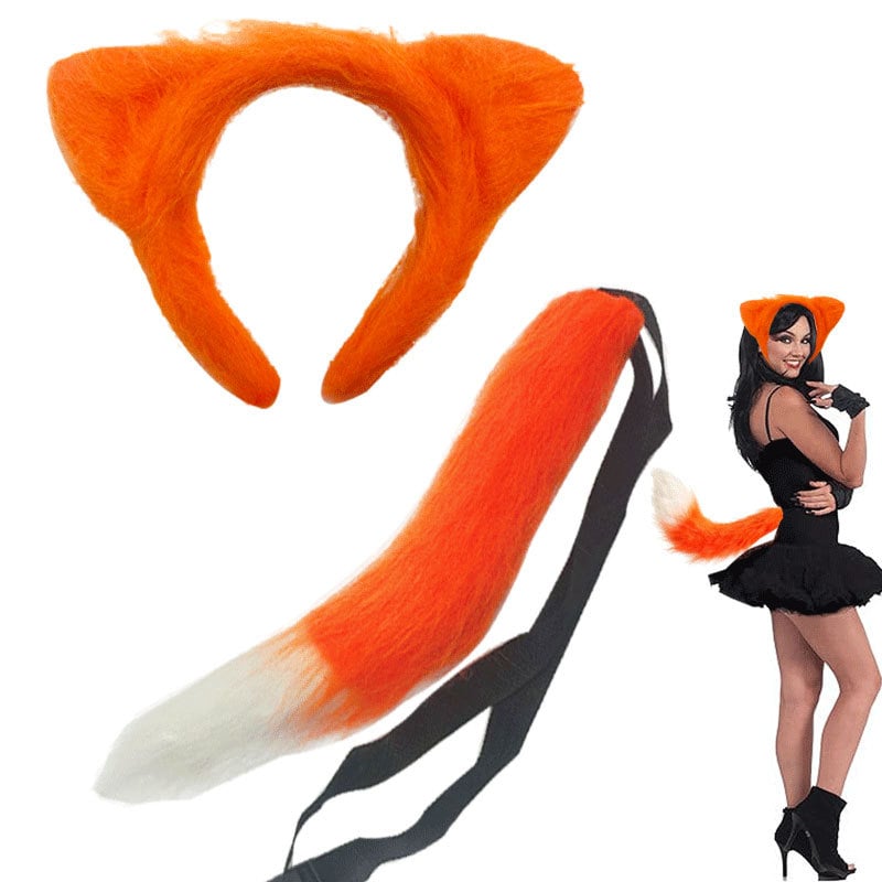 Уши и опашка на лисица за детски костюм, Хелоуин, пролет 2025