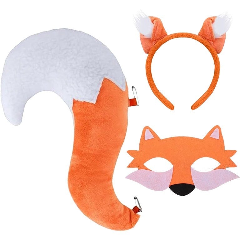 Уши и опашка на лисица за детски костюм, Хелоуин, пролет 2025