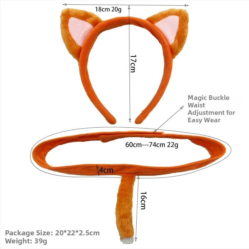 Уши и опашка на лисица за детски костюм, Хелоуин, пролет 2025